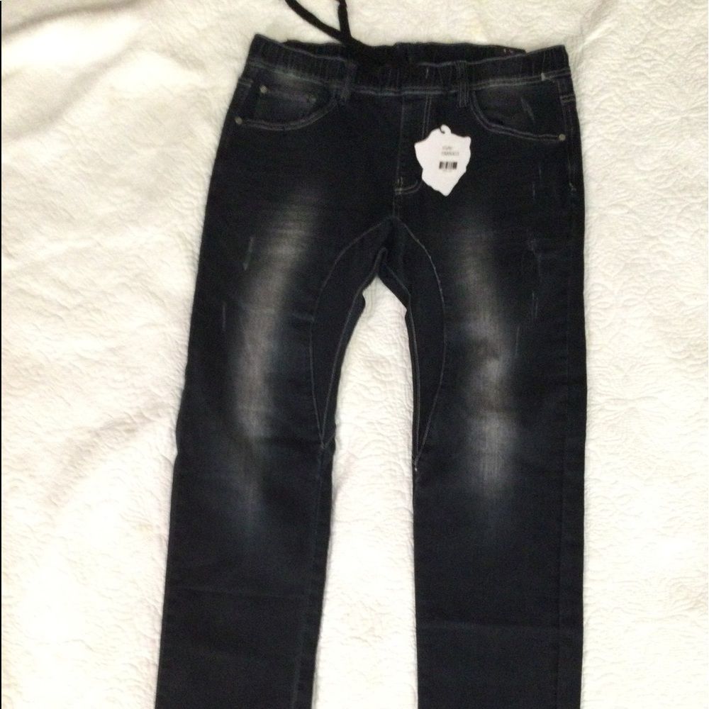 NWT OTB one tough brand womens size 34 X 32 pull on jeans elastic waist & legs